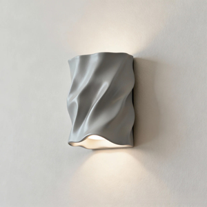 Contemporary Gray Plastic <b>Wall</b> Lamp <b>With</b> Novelty Wavy Shade LED Soft Warm <b>Light</b> 2700K <b>Wall</b>-Mounted Design - Product Image 3
