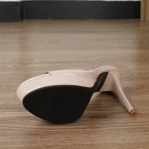 Sandali da Donna con Tacco Alto Stiletto, Colore <span class=keywords><strong>Nude</strong></span>, Impermeabili, con Plateau e Punta Aperta, Stile Europeo e Americano - Product Image 5