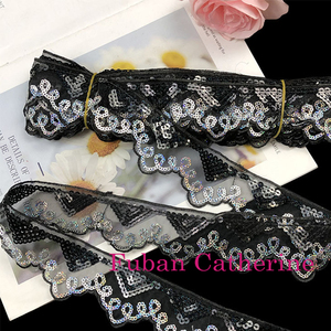 Ruộng băng ren 5cm bán buôn, 10 thước, chất liệu jacquard, họa tiết hoa, viền ren đính sequin, viền ren thêu - Product Image 6