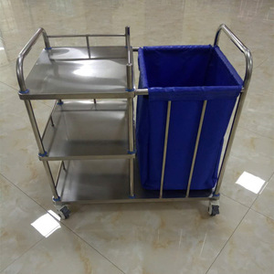Carrito Médico de Acero Inoxidable 960x550x800mm de 3 Niveles con Bolsa para Residuos, Mobiliario Hospitalario, Diseño Industrial Duradero - Product Image 2