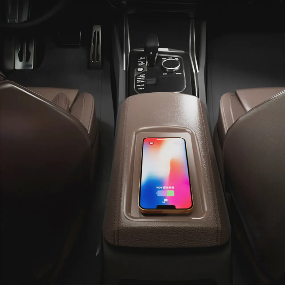 アームレストボックスワイヤレス充電器後部座席AppleMFiスタイル充電磁気QI充電器アクセサリーBMW3シリーズG20G28 2020-2023