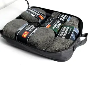 Custom Logo Microfiber Cleaning Cloth Car Cleaner Sponge Wash Towel Set Auto Care Microfiber Car Wash Cleaning Kit 9 Pcs