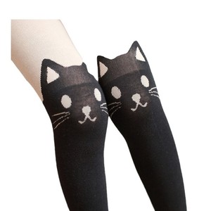 Cat Print Patchwork <b>Tights</b> Black Opaque <b>Thin</b> Women Youth Anime Style Lolita - Product Image 5