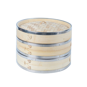 Vaporizador de <span class=keywords><strong>bambú</strong></span> de Color para cocinar, Dim Sum Dumplings Dimsum chino japonés redondo grande, cesta orgánica de acero inoxidable - Product Image 3