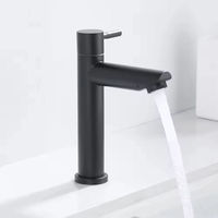 Robinet de lavabo en acier inoxydable noir mat anti-traces de doigts, anti-éclaboussures, avec aérateur, facile à nettoyer, à poignée unique pour lavabo de salle de bain