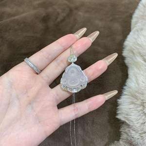 Pendentif Fulu en argent pur S925 avec topaze, collier de style chinois en forme de calebasse, collier en jade blanc, design de niche, collier clavicule - Product Image 2