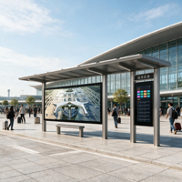 Abri de bus d'hôpital avec surface antibactérienne, design accessible, signalétique directionnelle, auvent de station de transport extérieur personnalisé OEM