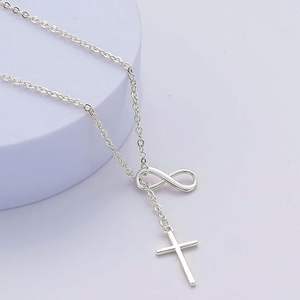 Infinity Lucky 8 <span class=keywords><strong>collana</strong></span> con ciondolo a croce per donne-<span class=keywords><strong>collana</strong></span> anallergica, Infinity Lariat fede Forever - Product Image 6