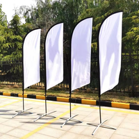 Drapeau de plage en forme de larme, taille personnalisée, logo imprimé numériquement, matériau polyester avec mât en aluminium et boîte d'emballage noire
