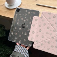 Étui de protection pour tablette Apple iPad Pro avec motif floral rose, séparation latérale par aspiration, style coréen, mini