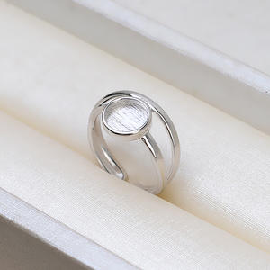 Anillo de Plata S925 para DIY con Perlas, Anillo Abierto de 8mm para Mujer, Soporte para Anillo de Jade, Sin Aguja, Anillos Elegantes y a la Moda para Mujer - Product Image 3