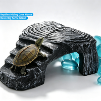 Plateforme d'escalade et de bain de soleil en résine pour reptiles, grotte cachette, maison pour amphibiens, tortues, grande île de bain de soleil pour tortues