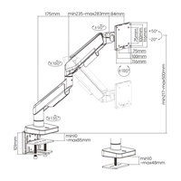 LDT61-C012 17 "-49" 20kg bras de moniteur robuste Ultra large simple ressort à gaz Table de jeu support de support de support de moniteur