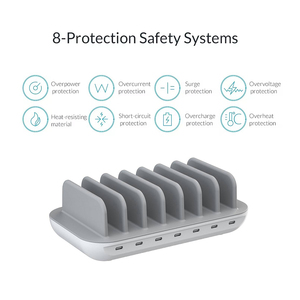 <span class=keywords><strong>Station</strong></span> de charge USB-C intelligente, portable, publique, rapide, <span class=keywords><strong>7</strong></span> ports, pour téléphone portable, tablette, hôtel, restaurant, bureau, maison - Product Image 5