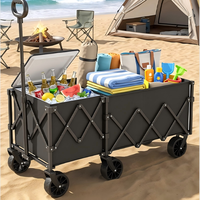 Chariots de courses XT TC-09, grand cadre métallique, pliables, avec barre télescopique, roues pivotantes, 95x60x66cm, pour pique-nique, courts trajets