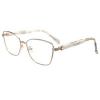 V87026 Montures optiques œil de chat en métal pour femmes, branches en acétate, montures de lunettes en métal pour femme
