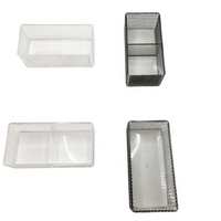 Kotak Penyimpanan Kristal Bening Persegi Panjang Kecil Multilattice Plastik PS Organizer Perhiasan Kosmetik Meja Kerja