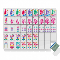 Jeu de Mahjong Funky Trade Tropical Beach American, Thème Plage, Corail, Planche de Surf, Tiki Hawaïen, Vacances d'Été