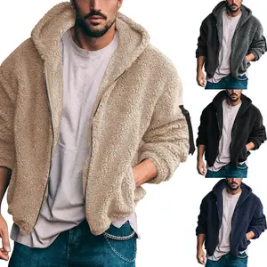 Großhandel Design New Herbst Winter Freizeit Casual Overs ized Zip Up Oberbekleidung Blank Double Side Fleece Hoodie Jacke für Männer