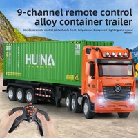 Camion porte-conteneurs télécommandé Huina 1317 à neuf canaux en alliage, semi-remorque électrique, jouet pour enfants prêt à l'emploi