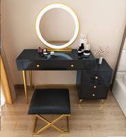 Table de toilette moderne et compacte avec miroir de maquillage à LED, style organique, pour la chambre à coucher