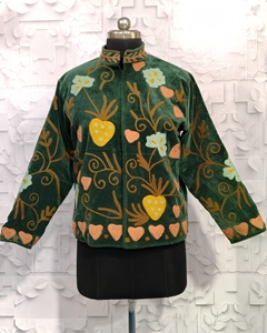 Veste universitaire personnalisée en velours tissé brodé, coton écologique respirant, design floral vintage pour femme, automne-hiver - Product Image 6