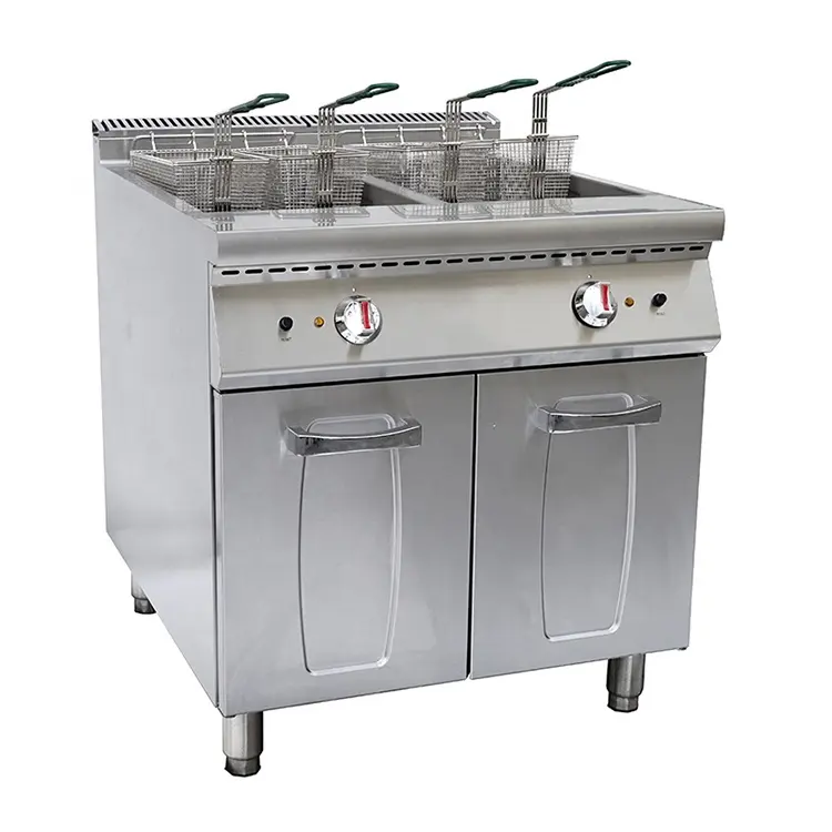 Snack profissional máquina termostato controle indústria elétrica batatas fritas profundas fritadeira com gabinete 24KW comercial fritadeira