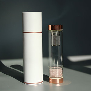Bouteille d'eau <span class=keywords><strong>en</strong></span> <span class=keywords><strong>verre</strong></span> isolé avec bouchon, pierres de guérison, cristaux de transport, sûr et <span class=keywords><strong>incassable</strong></span>, 1 pièce - Product Image 1