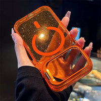 Coque de téléphone magnétique transparente à paillettes pour iPhone 18 Pro Max 17 Air 16 Plus 15 14 13 avec support d'objectif et protection antichoc