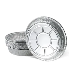 Gefrierschrank und Ofen sichere einweg 9-Zoll-Aluminiumfolie-Kuchenpfannen mit Deckel silber für Backkuchen Brötchen BBQ Lebensmittelverpackung