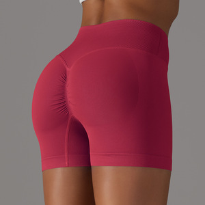 Shorts de sport côtelés sans couture pour femmes, taille haute, effet push-up, pour le yoga et la course à pied, coupe ajustée, vente en gros - Product Image 3