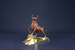 งานประติมากรรมรูปวัวทองเหลือง งานฝีมือศิลปะแบบกำหนดเอง งานประติมากรรมทองสัมฤทธิ์ทาสี ของตกแต่งสไตล์จีน ขนาดเท่าตัวจริง - Product Image 5