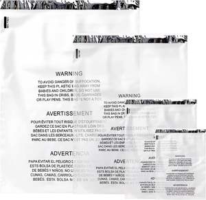 Poly Packers Warn beutel Klare Poly beutel mit Erstickung warnung mit dauerhaft starkem Klebstoff - Product Image 3