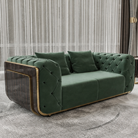 Ensemble de canapés de réception de luxe moderne vert émeraude, capitonné, avec panneaux latéraux incurvés, pour villa, hôtel, salon, mobilier de salon