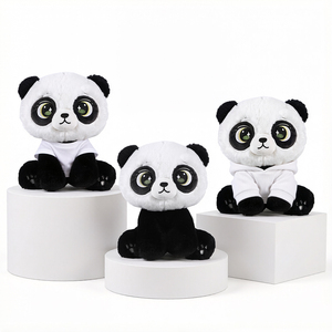 Peluche éducative super douce Panda pour la sensibilisation à la faune, animal en peluche représentant une espèce menacée, avec sweat à capuche en maille pour l'école, aide pédagogique pour - Product Image 1