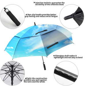 Parapluie de golf promotionnel haut de gamme avec logo personnalisé, en fibre de verre, coupe-vent et ventilé pour les tempêtes de neige - Product Image 5