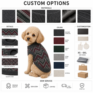 Vintage Geometric Chevron Knit Sleeveless Dog Sweater dog outfitspet <b>clothes</b> pet <b>clothes</b> High Collar Warm Stretch Pet Knit Vest - Product Image 2