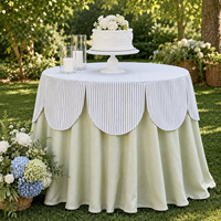 Nappe de table ronde à bord festonné rayée imprimée sur mesure pour événements extérieurs, mariages, fêtes, baby showers, avec faible MOQ