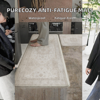 Tapis de cuisine anti-fatigue PureCozy en 2 pièces, matériau PVC, imperméable, antidérapant, style vintage, pour cuisine/évier/buanderie/bureau