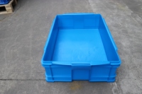 Boîte de rangement empilable JOIN en plastique bleu, caisse de rangement renforcée, conteneur robuste avec poignées, usage industriel