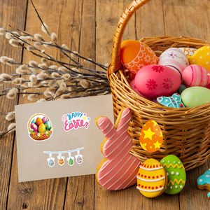Pegatinas de Pascua con Dibujos Animados de Conejitos y Huevos, Impermeables, Autoadhesivas, para Niños, Papelería, 11x16cm, 2 por Hoja, Estilo Adorable - Product Image 4