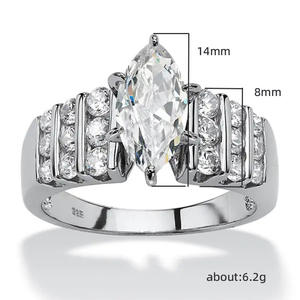 Bague en diamant Q040 en argent sterling 925, coupe marquise, couleur G naturelle, bague de fiançailles pour femme - Product Image 4