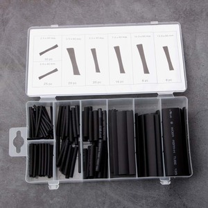 Black Flame Retardant Heat Shrink Tubing 127pc Transparent Box Kit Insulation Protection Home Use - Product Image 3
