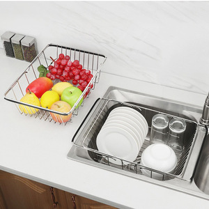 Panier d'égouttage d'évier <span class=keywords><strong>extensible</strong></span> en acier inoxydable OEM pour organisateur de cuisine étagère d'égouttage étagère étagère à plaques - Product Image 5
