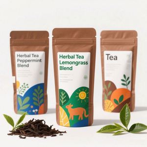 Custom Printed Eco Friendly Food Grade Resealable Zipper Aluminum Foil Mylar Tea Stand up Pouch for Loose Tea - Product Image 1