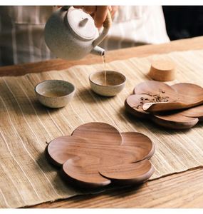 Posavasos Moderno para Tazas de Té, Directo de Fábrica, con Logotipo Personalizado, Único y Creativo, de Madera Maciza de Nogal Negro, para Bebidas - Product Image 1