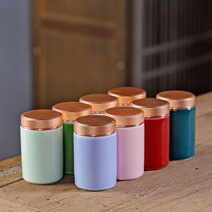 Ceramic <b>Tea</b> Caddy Porcelain Mini Airtight Portable Travel Car Use Solid Color Gift <b>Box</b> - Product Image 1