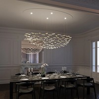 Grand Projet de Lustre Feuille de Verre pour Hall d'Hôtel Escalier Suspendu Collection Cristal Lustre Villa Art Lampe Feuille d'Érable