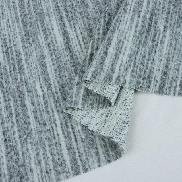 10 Alpaca 70 Wool Woven Woolen Fabric Vertical Stripe Single-Sided Abrasion-Resistant Neutral Style 439gsm Textured Coat