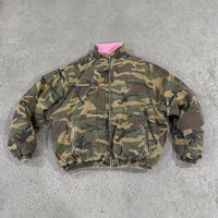 Vestes bomber en molleton épais camouflage d'hiver de haute qualité personnalisées, fermeture éclair, réversibles, en toile de coton, camouflage, effet vieilli, pour hommes